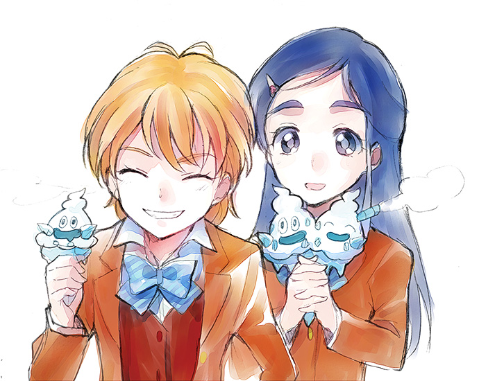 misumi nagisa, yukishiro honoka, vanilluxe, and vanillish (pokemon and 2 more) drawn by kurochiroko