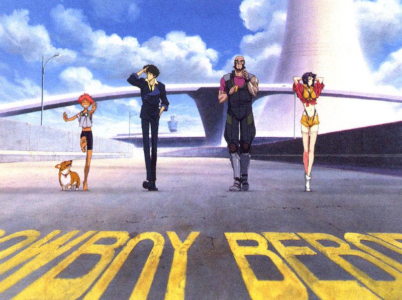faye valentine, spike spiegel, edward wong hau pepelu tivrusky iv, ein, and jet black (cowboy bebop)