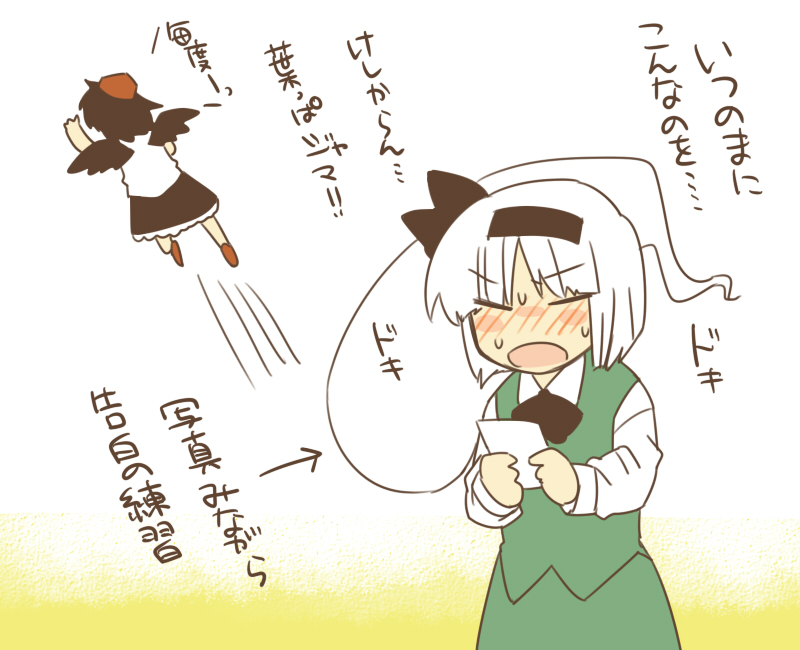 konpaku youmu and shameimaru aya (touhou) drawn by koyama_shigeru