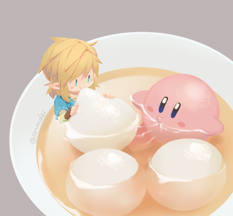 link and kirby (the legend of zelda and 3 more) drawn by natsuyon