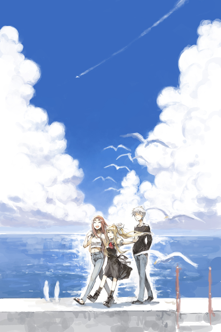 kamio misuzu, kunisaki yukito, and kamio haruko (air) drawn by tko_(kkk66)