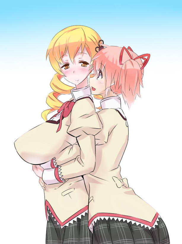 kaname madoka and tomoe mami (mahou shoujo madoka magica) drawn by mizuumi_(bb)