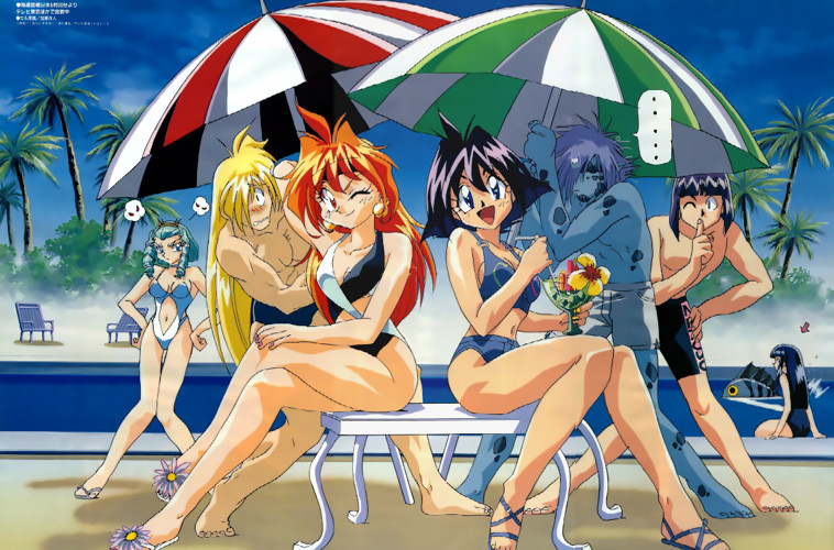lina inverse, amelia wil tesla seyruun, gourry gabriev, xelloss, zelgadiss graywords, and 3 more (slayers and 1 more) drawn by kato_hiroto