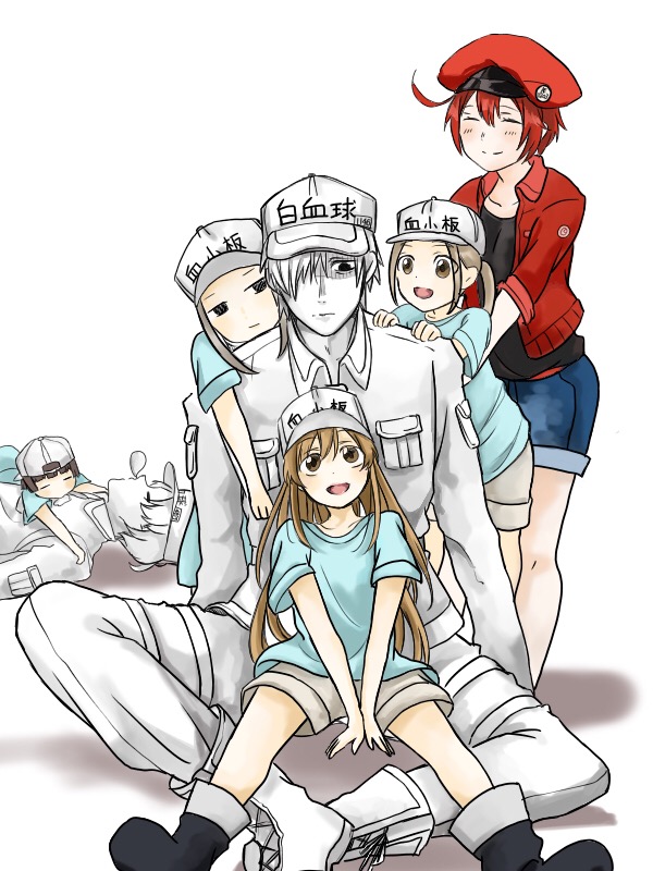 platelet, white blood cell, red blood cell, ae-3803, u-1146, and 5 more (hataraku saibou) drawn by kasaya_medaka
