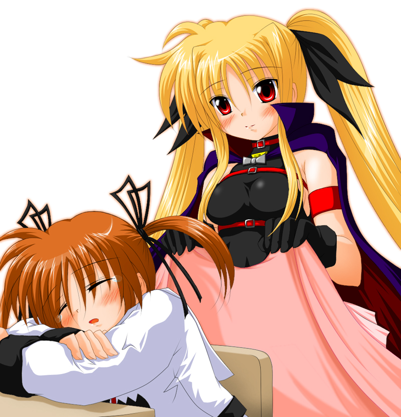 fate testarossa and takamachi nanoha (lyrical nanoha and 2 more) drawn by ryokusuiteien