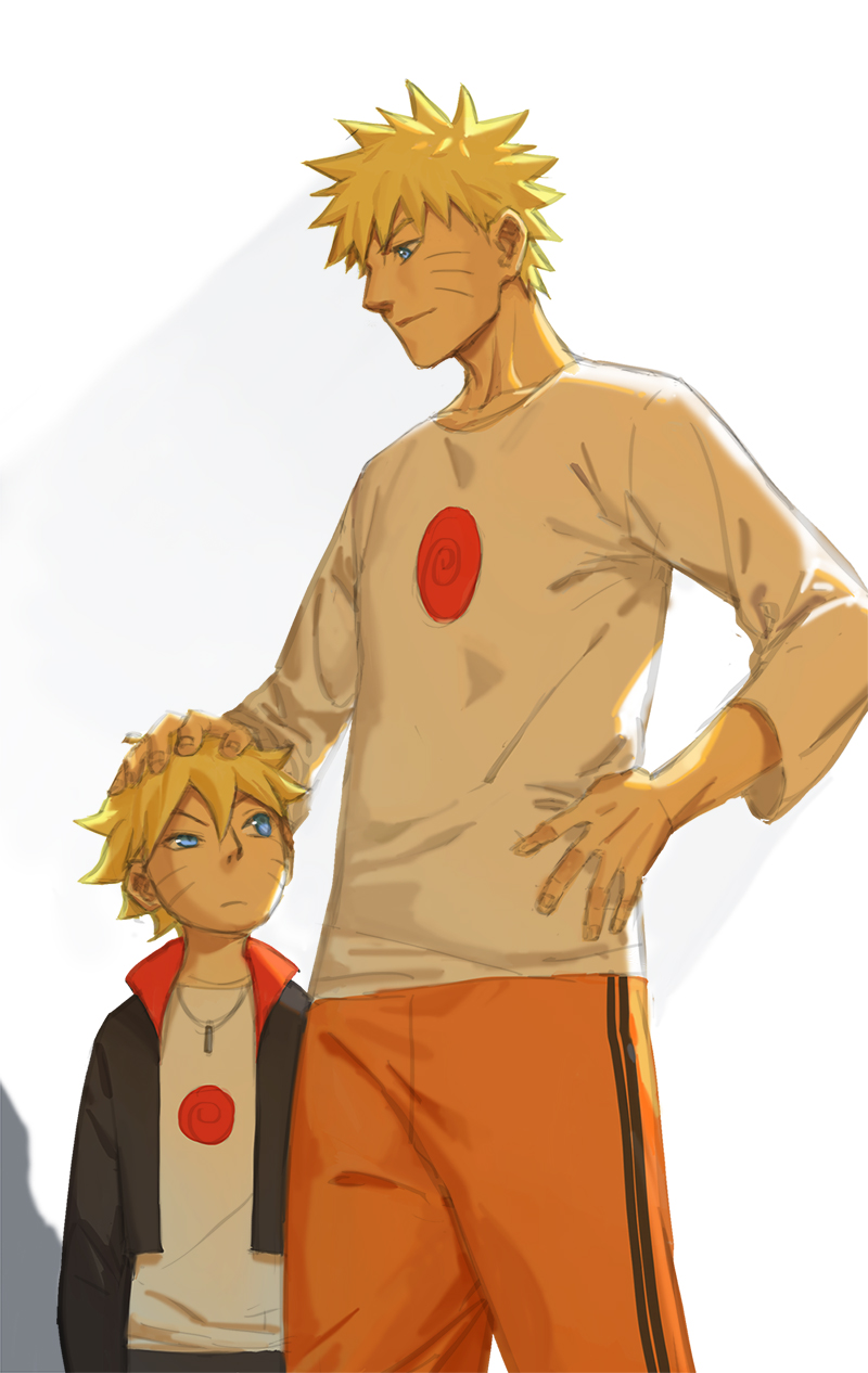 uzumaki naruto and uzumaki boruto (naruto) drawn by lowrain