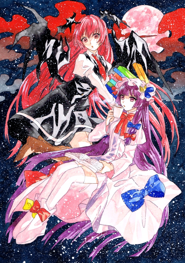 patchouli knowledge and koakuma (touhou) drawn by potato_(popopopopo623)
