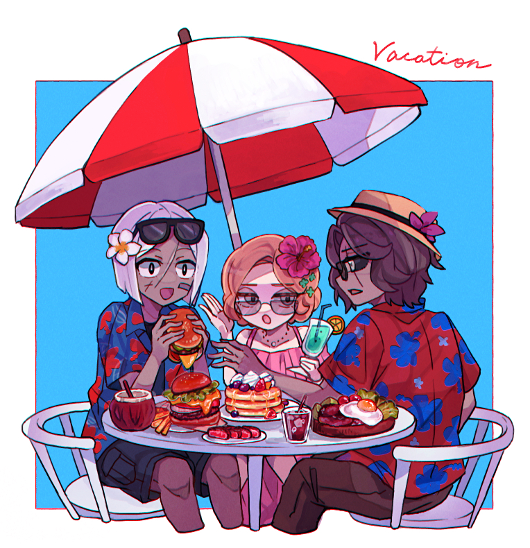 shasha, joe, and daisy (project moon and 1 more) drawn by yono_neie