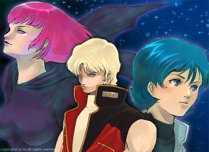 char aznable, kamille bidan, haman karn, and quattro bajeena (gundam and 1 more) drawn by ri-ko