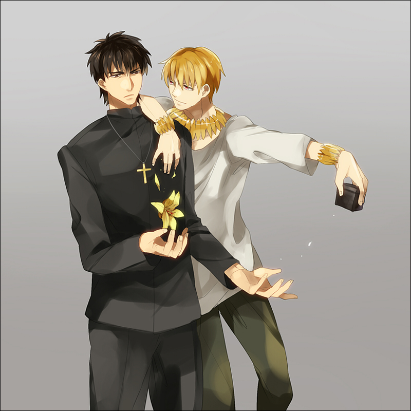 kotomine kirei and gilgamesh (fate and 2 more) drawn by amakura_(am_as)