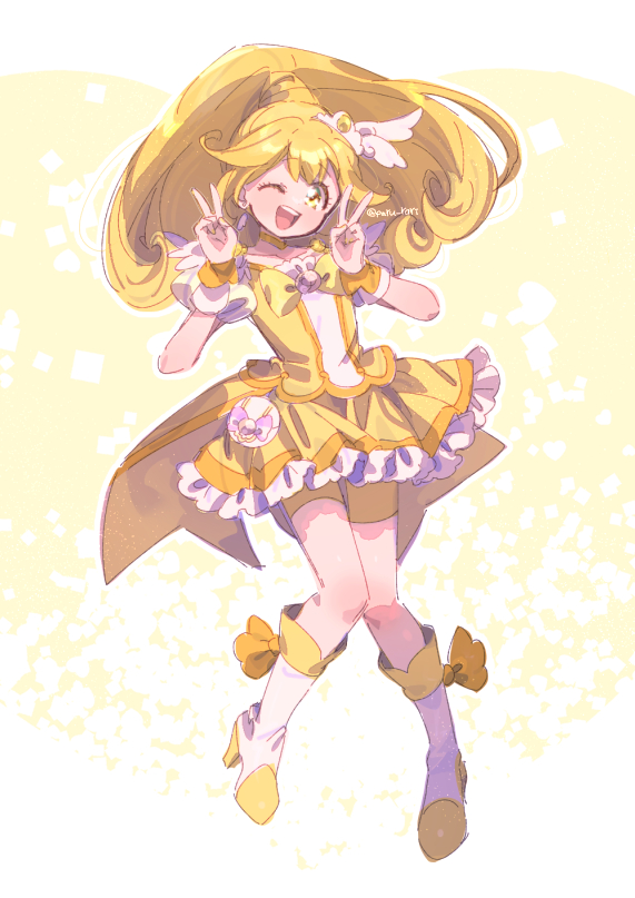 kise yayoi and cure peace (precure and 1 more) drawn by serizawa_serizane