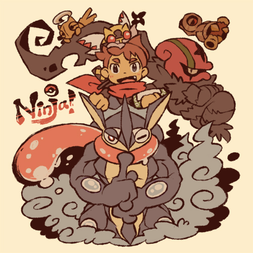 greninja, shedinja, beldum, ninjask, accelgor, and 1 more (pokemon and 1 more) drawn by bow-wow