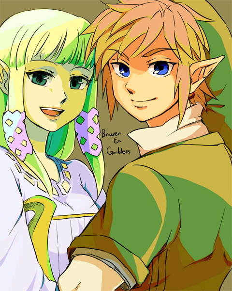 link and princess zelda (the legend of zelda and 1 more) drawn by saiba_(henrietta)