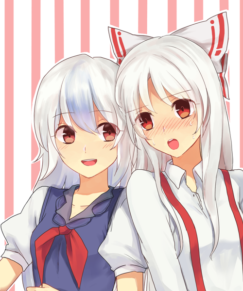 fujiwara no mokou and kamishirasawa keine (touhou) drawn by amazakesakumi1222