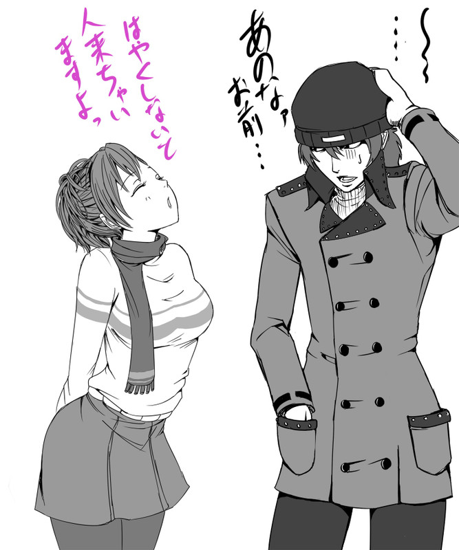 shiomi kotone and aragaki shinjirou (persona and 2 more) drawn by suta_furachina