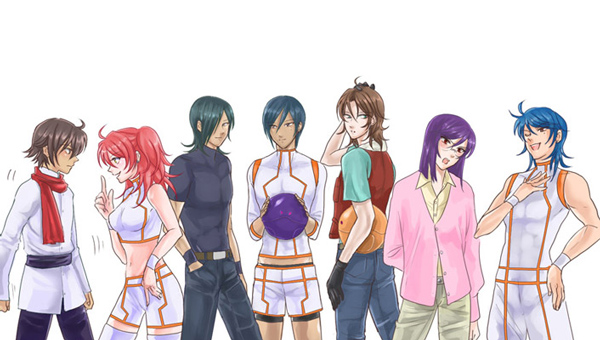 tieria erde, setsuna f. seiei, lockon stratos, allelujah haptism, nena trinity, and 3 more (gundam and 1 more) drawn by ask_(densicho)
