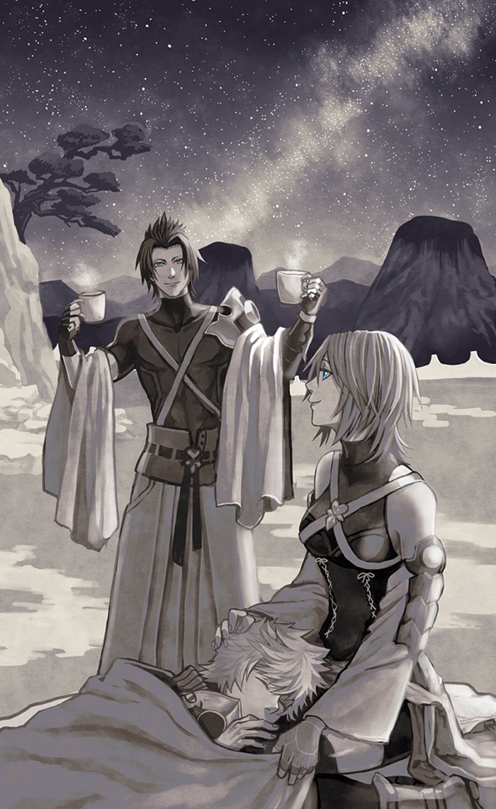 aqua, ventus, and terra (kingdom hearts) drawn by owlforkh