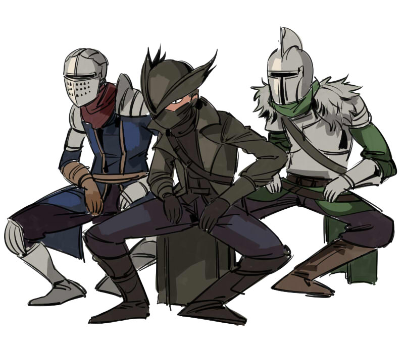hunter, chosen undead, and bearer of the curse (jojo no kimyou na bouken and 6 more) drawn by ruukii_drift