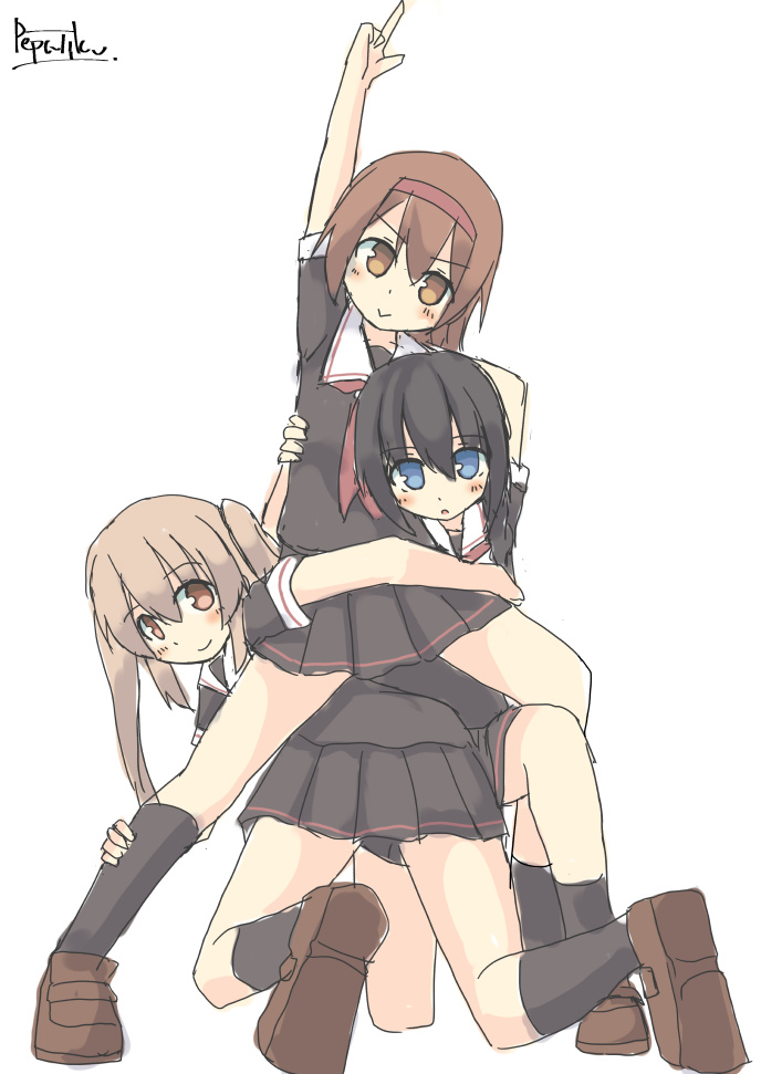 shigure, murasame, and shiratsuyu (kantai collection and 2 more) drawn by pepatiku