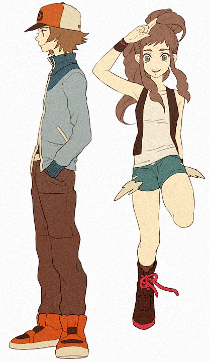 hilda and hilbert (pokemon and 1 more) drawn by k-mica