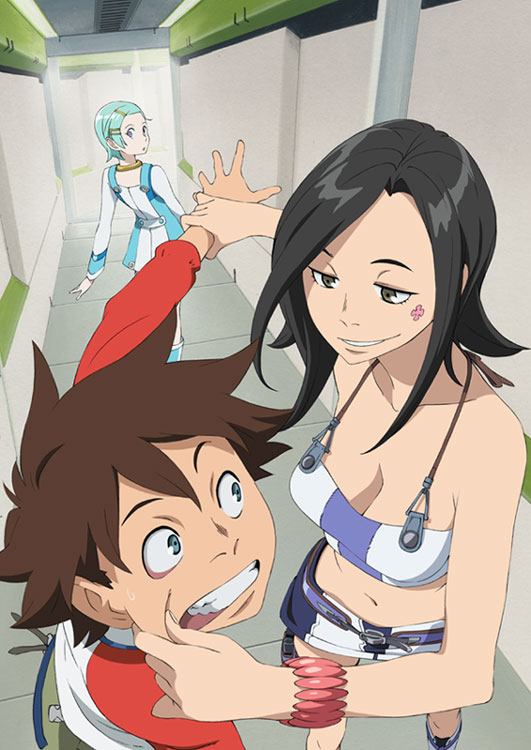 eureka, renton thurston, and talho yuuki (eureka seven) drawn by yoshida_ken'ichi
