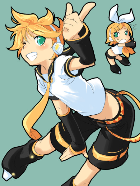 kagamine rin and kagamine len (vocaloid) drawn by namekata_fumiaki