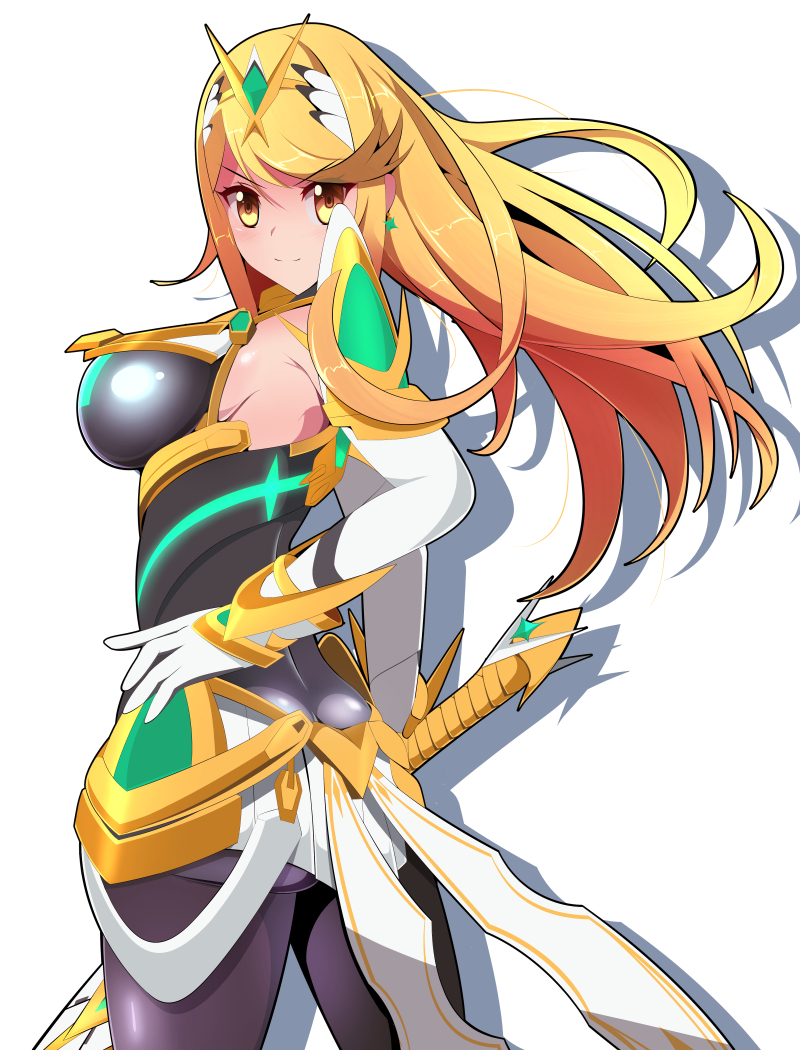 mythra (xenoblade chronicles and 2 more) drawn by harubato