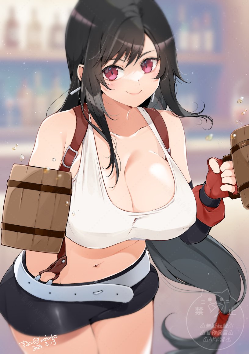 tifa lockhart (final fantasy and 1 more) drawn by kinako_(mzknk0)