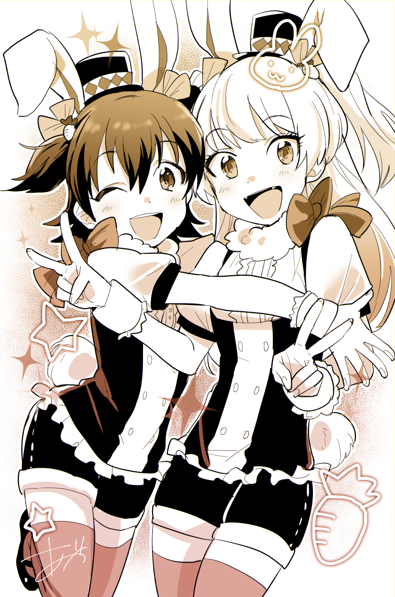 jougasaki rika and akagi miria (idolmaster and 1 more) drawn by bidarian