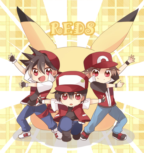 pikachu and red (pokemon and 3 more) drawn by chocho_(homelessfox)