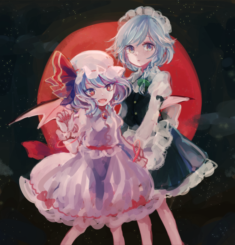remilia scarlet and izayoi sakuya (touhou) drawn by mozukuzu_(manukedori)