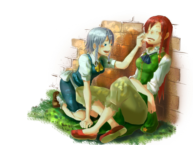izayoi sakuya and hong meiling (touhou) drawn by kyouno