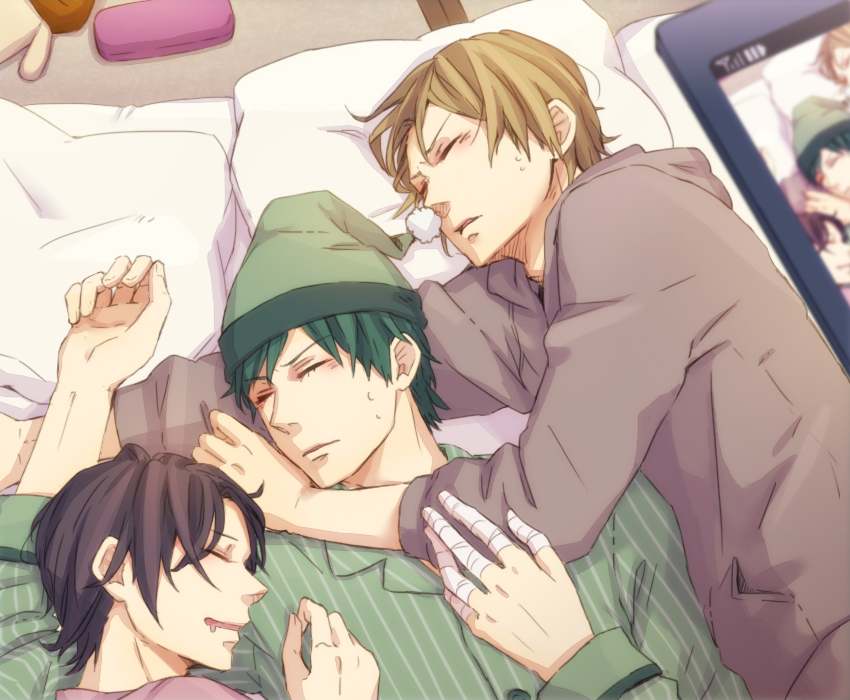 midorima shintarou, takao kazunari, and miyaji kiyoshi (kuroko no basuke) drawn by akairo_(chooop)