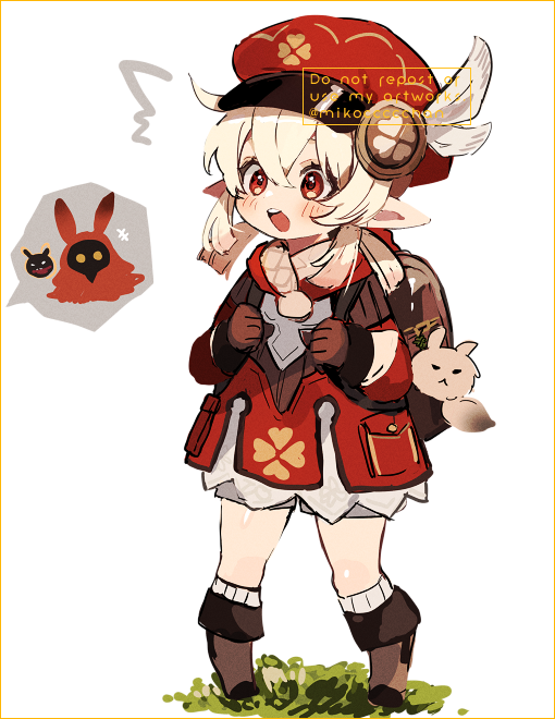 klee, dodoco, and abyss mage (genshin impact) drawn by mikoccccchan