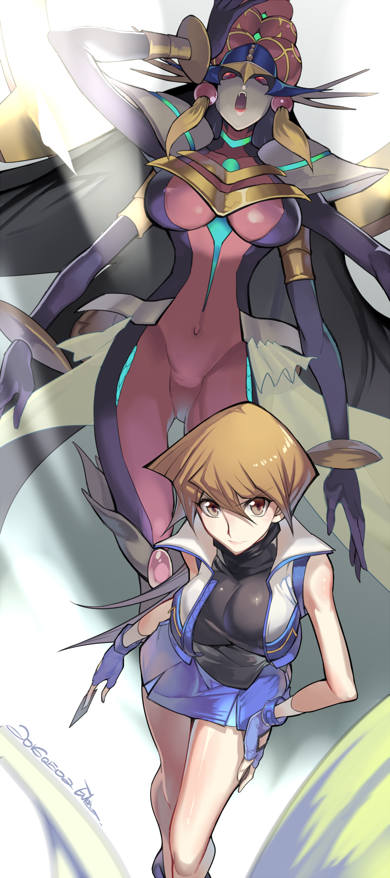 tenjouin asuka and cyber angel vrash (yu-gi-oh! and 2 more) drawn by e_volution