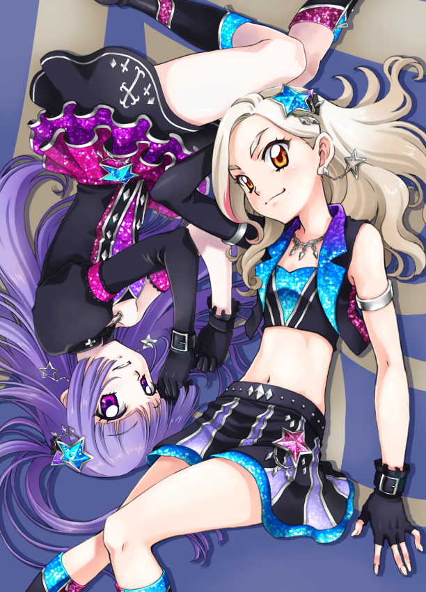 hikami sumire and kurosawa rin (aikatsu!) drawn by nekomaru_(nekohouse)