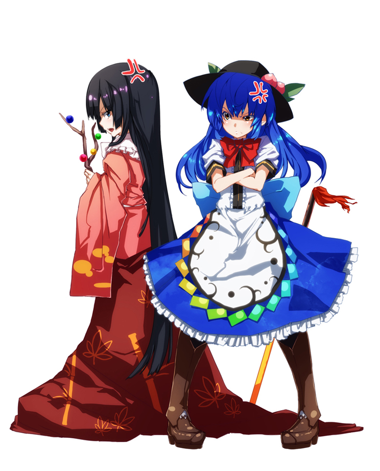 hinanawi tenshi and houraisan kaguya (touhou) drawn by ruuto_(sorufu)