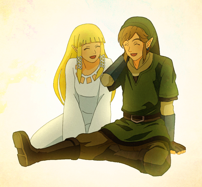 link and princess zelda (the legend of zelda and 1 more) drawn by aki_hiko_(pixiv3102428)
