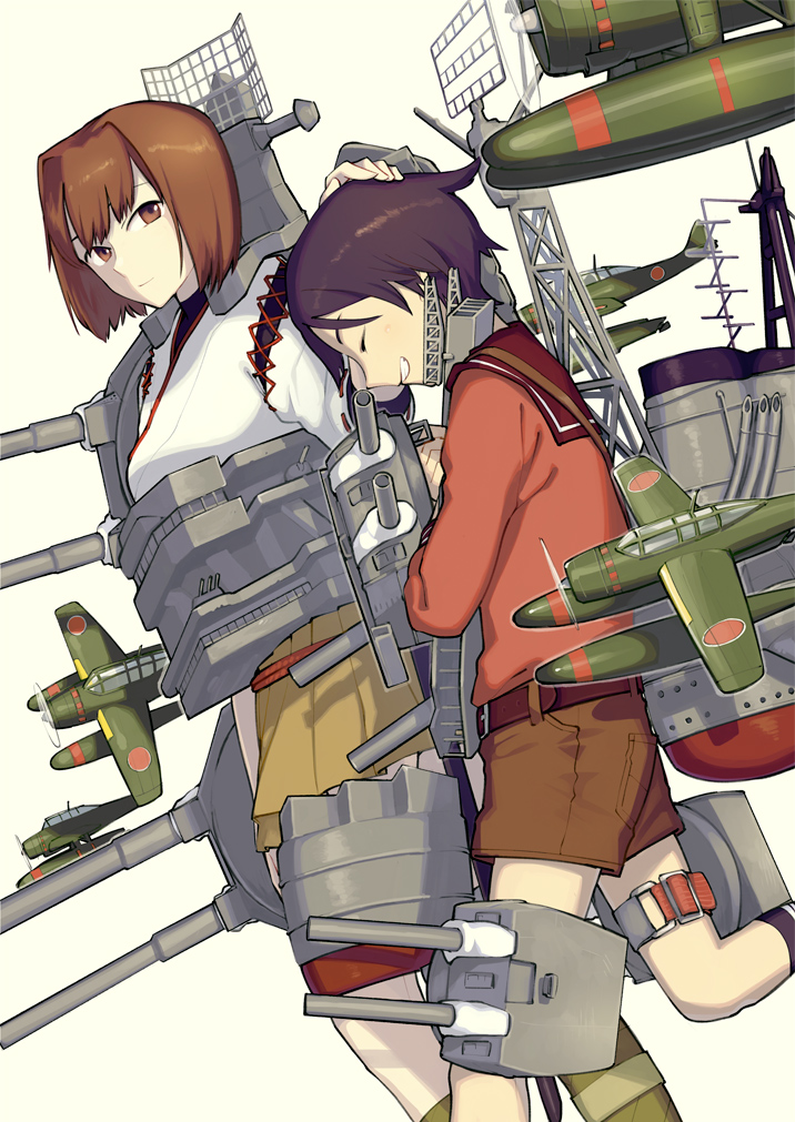 mogami and hyuuga (kantai collection) drawn by nakatani_nio