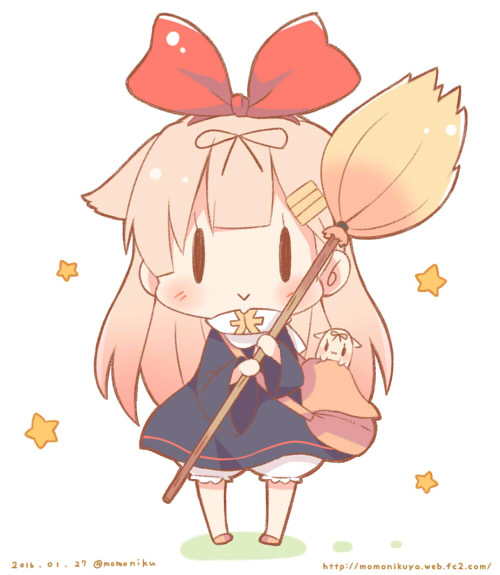 yuudachi, yuudachi kai ni, kiki, and the yuudachi-like creature (kantai collection and 1 more) drawn by momoniku_(taretare-13)