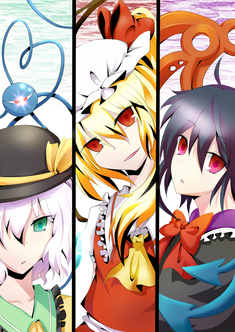 flandre scarlet, komeiji koishi, and houjuu nue (touhou) drawn by tsubonari