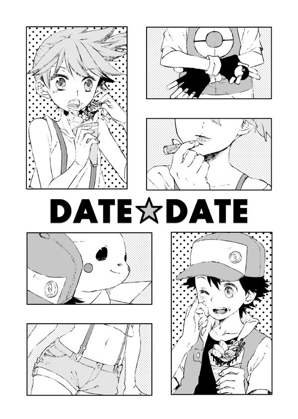 pikachu, red, and misty (pokemon and 1 more) drawn by kumatani