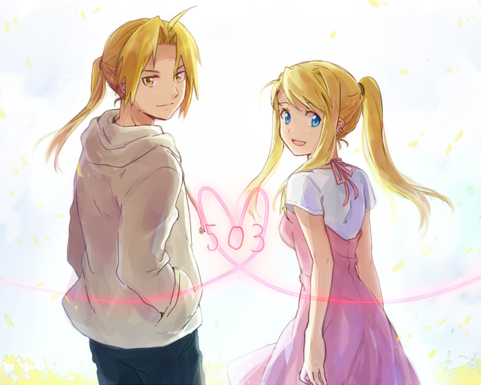 edward elric and winry rockbell (fullmetal alchemist) drawn by riru