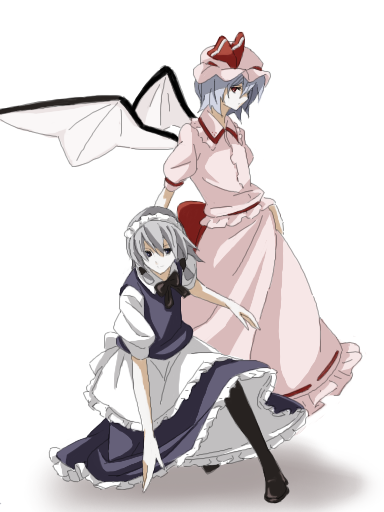 remilia scarlet and izayoi sakuya (touhou) drawn by kajiki