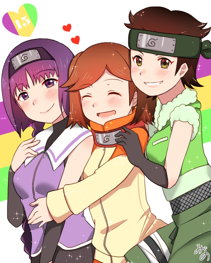 kakei sumire, izuno wasabi, and suzumeno namida (naruto and 1 more) drawn by blue_w_moon