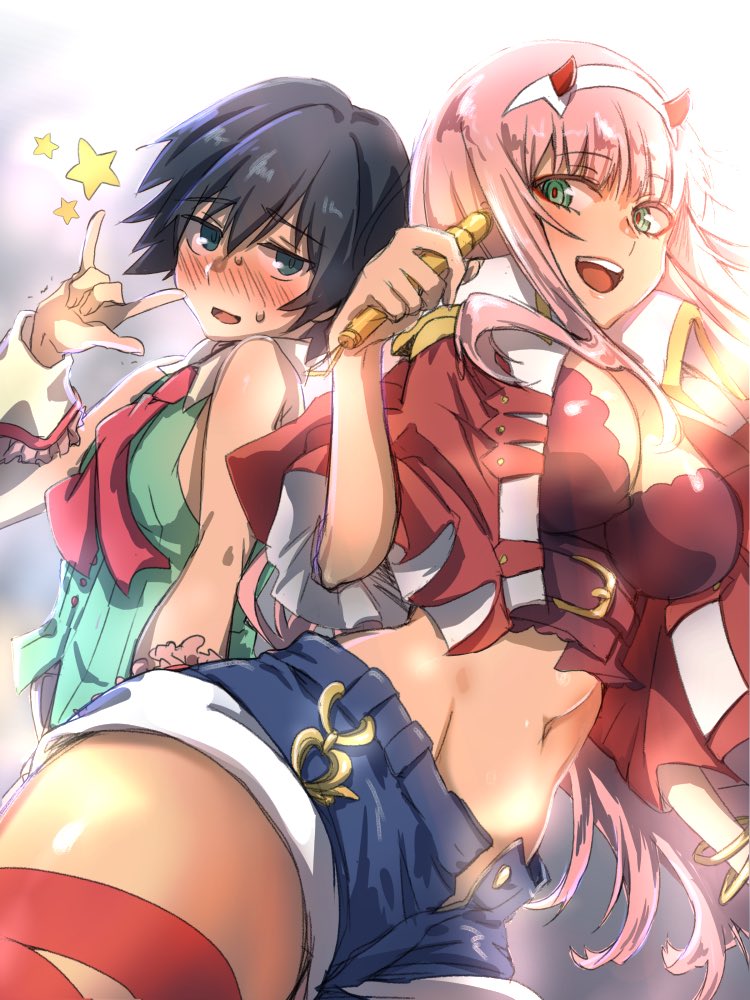 zero two, sheryl nome, ranka lee, and hiro (macross and 4 more) drawn by herozu_(xxhrd)