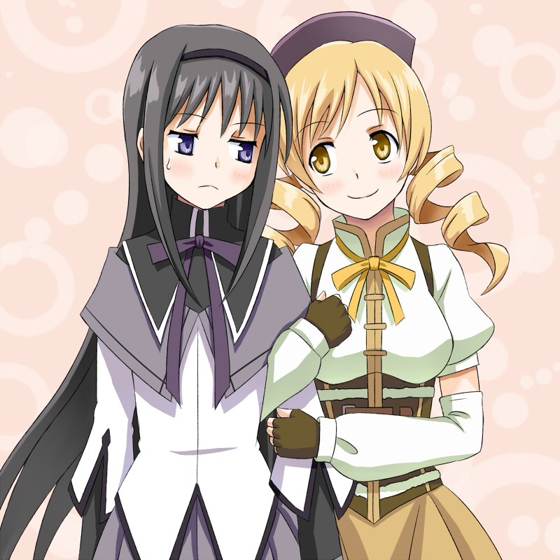 akemi homura and tomoe mami (mahou shoujo madoka magica) drawn by ma_tsukasa