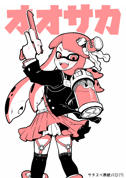 inkling player character and inkling girl (splatoon) drawn by chikasame