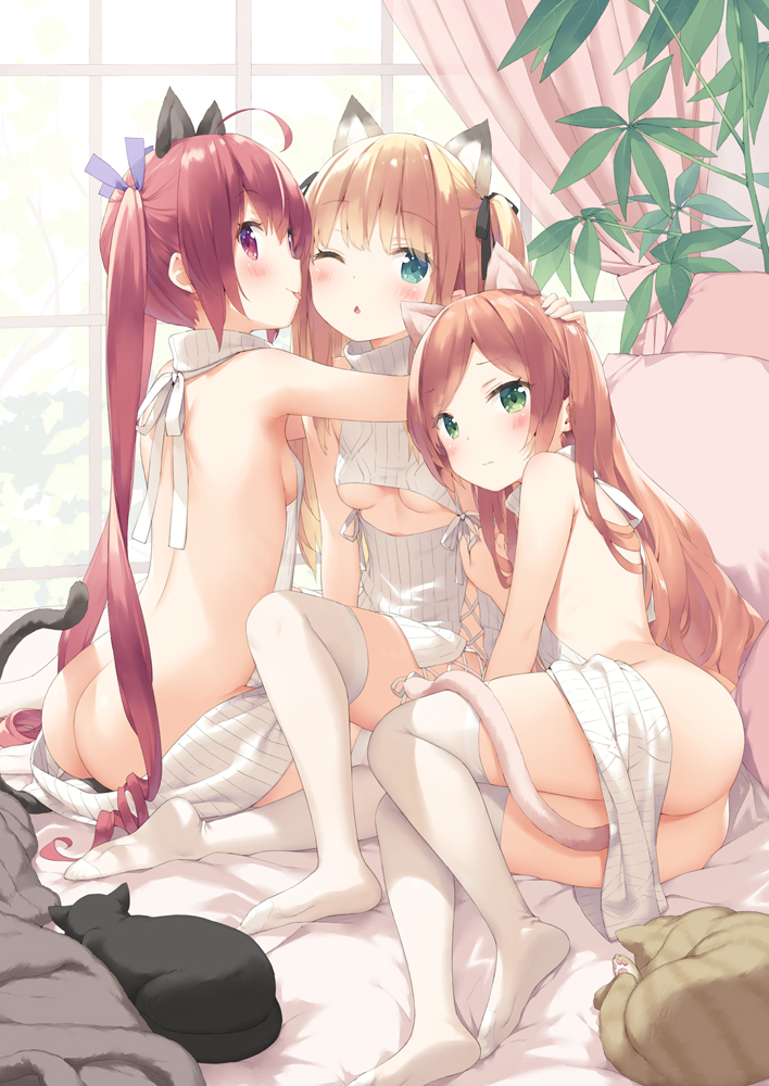 shimotsuki potofu, hazuki watora, and minazuki sarami (original) drawn by kani_biimu