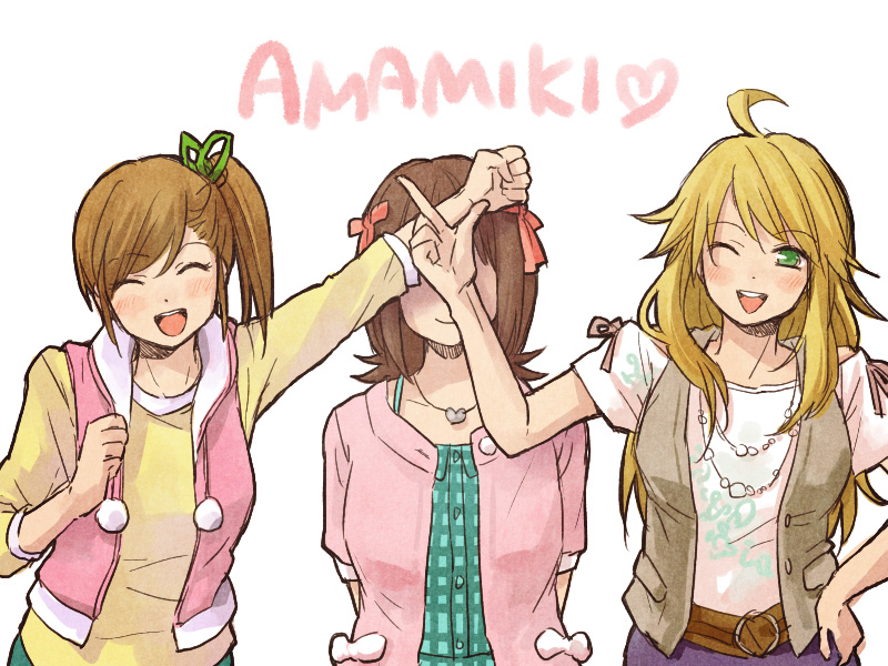 hoshii miki, amami haruka, and futami mami (idolmaster and 1 more) drawn by nogoodlife